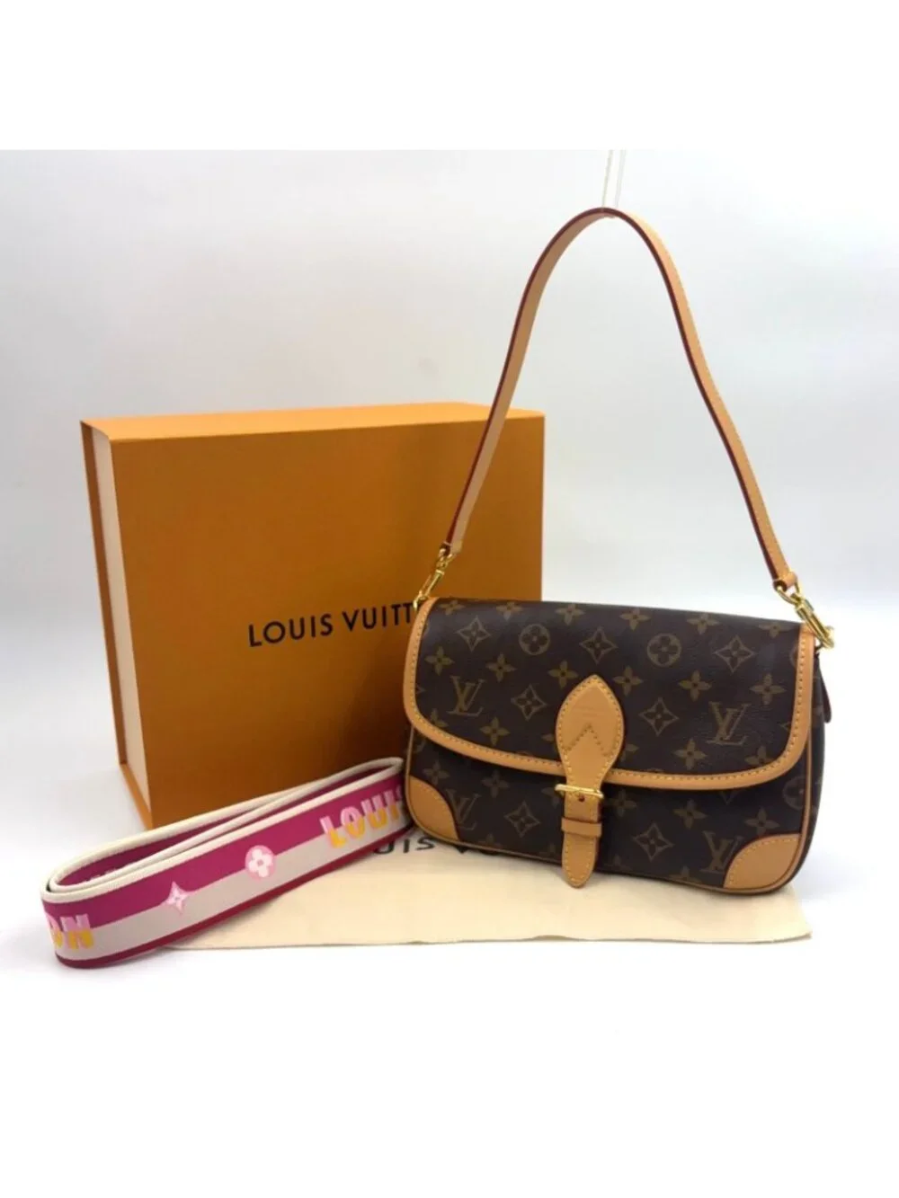 Louis Vuitton Diane Monogram Ready Leather Brown Light Shoulder Bag Gold